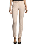 Samantha Wool Serge Skinny Ankle Pants, Nude