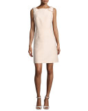 sleeveless structured a-line cocktail dress, pale pink
