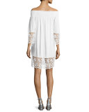 Plage et Ville Off-the-Shoulder Lace-Trim Dress, White