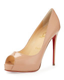 New Very Prive Patent Red Sole Pump, Nude