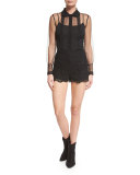 Macrame Scalloped Shorts, Black 