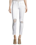 Le Skinny de Jeanne Crop Released-Hem Jeans, Lilac Blanc