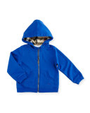 Pearce Hooded Fleece-Lined Sweater, Blue, Size 6M-3