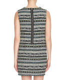 Sleeveless Geometric Jacquard Shift Dress