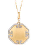 Metropolis 18k Solid Octagonal Pendant with Deco Diamonds
