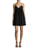 Katie Sleeveless Mixed-Media Mini Dress, Black