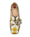 Dionysus Brocade 35mm Loafer, Brown/Oro/Nero