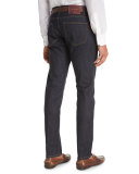 Dark Wash Straight-Leg Jeans, Blue