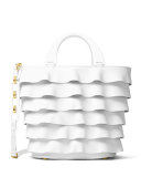Stanwyck Ruffled Leather Tote Bag, White