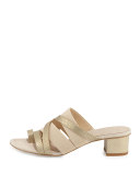 Melisa Snake-Embossed Strappy Slide Sandal, Platino