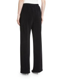 Elastic-Waist Wide-Leg Pants, Black/White