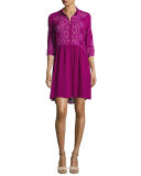 3/4-Sleeve Eyelet Georgette Tunic