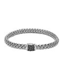 Men's Classic Chain Silver Lava Medium Bracelet with Black Sapphire 