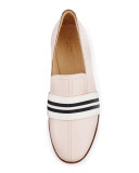 Amber Striped-Web Leather Loafer, Pink