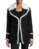 Coltsmeade Shearling Fur-Trim Peacoat 
