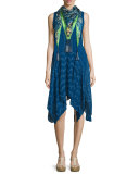 Puente Printed Silk Tassel Scarf, Multi Colors