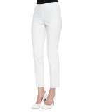 Stretch Wool Ankle Pants, Ivory 