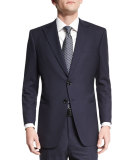 Taylor Textured Herringbone Wool Suit, Navy