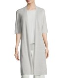 Ribbed Knee-Length Cardigan, Plus Size