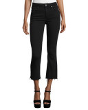 Colette Crop Flare-Leg Jeans w/Raw Hem, Vintage Black