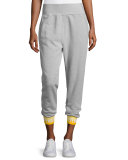 Heathered Jersey Elastic-Logo Sweatpants, Gray