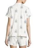 Cocktails In Paris Printed Short Pajama Set