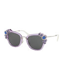 Monochromatic Embellished Square Sunglasses