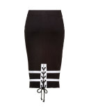 Striped Knit Pencil Skirt, Black