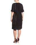 Diedra Ajour Lace Dress W/ Attachable Sleeves, Plus Size 