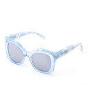 Dauphine Mirrored Flat-Lens Sunglasses, Blue