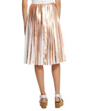 Foil Pleated Skirt, Gold/Eraser