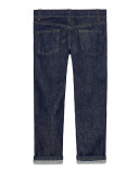 Washed Stretch Denim Jeans, Indigo, Size 4-12
