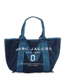 New Logo Denim Tote Bag, Blue