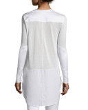 Riley Long-Sleeve Silk-Blend Top, Bright White