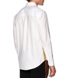 Honor Oxford Shirt w/Metallic Stripe, White Gold