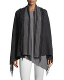 Trattino Wool-Blend Wrap, Charcoal, Petite
