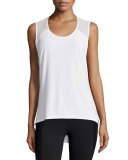 Molten Mesh-Insert Sleeveless Sport Tee, White