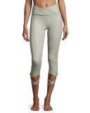 Ballerina Capri Athletic Leggings, Stone Fishnet