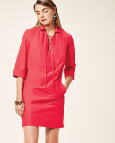 Dani 3/4-Sleeve Lace-Up Shift Dress