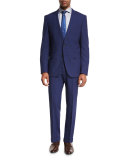 Textured Check Wool Two-Piece Suit, Bright Navy
