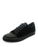 Men's Cap-Toe Leather Low-Top Sneaker, Black