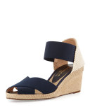 Erika Stretch Espadrille Wedge, Navy
