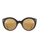 Palm Beach Mirrored Sunglasses, Black/Gold