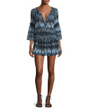 Indigo Blues Chiffon Beach Coverup Tunic