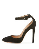 Suede Ankle-Wrap 105mm Pump, Black