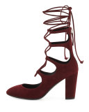 Bebe Suede Lace-Up 85mm Pump, Pinot