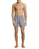 Psychedelic Kaleidoscopes Printed Swim Trunks, Blue Pattern