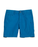 Cotton Chino Shorts, Blue, Size 4-14