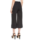 Wide-Cuff Cotton-Blend Culottes, Black