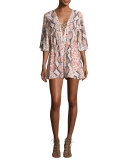 Epiphany Lace-Up Romper, Dusty Python